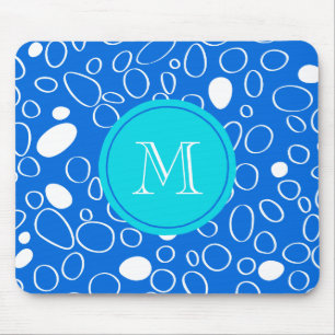 Mousepad Padrão branco e azul de pontos grandes aleatório
