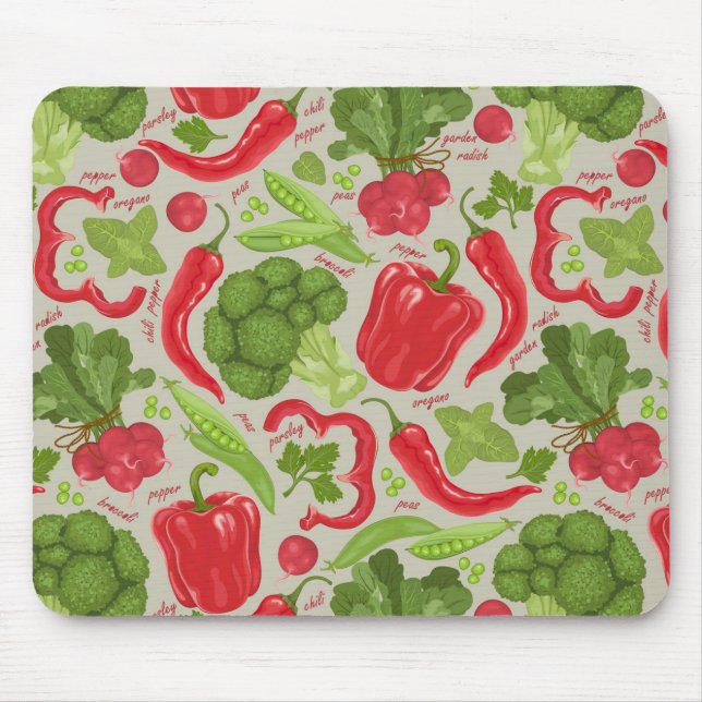 Mousepad Padrão brilhante de vegetais frescos (Frente)