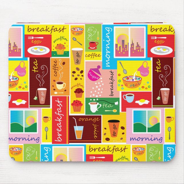 Mousepad Padrão Caprichoso de Café da Manhã (Frente)
