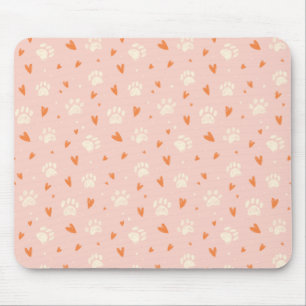 Mousepad Padrão cardíaco de impressão de pata rosa