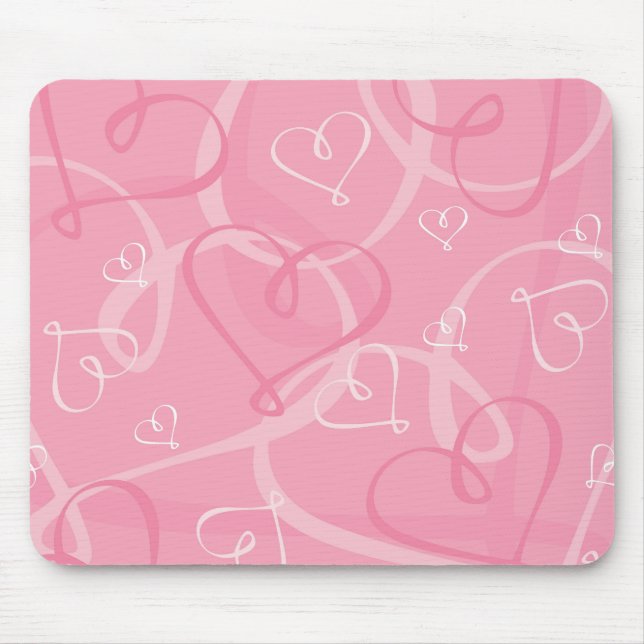 Mousepad Padrão cardíaco rosa (Frente)