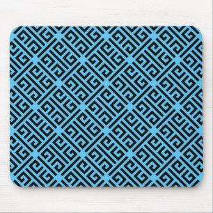 Mousepad Padrão-chave grego preto e azul
