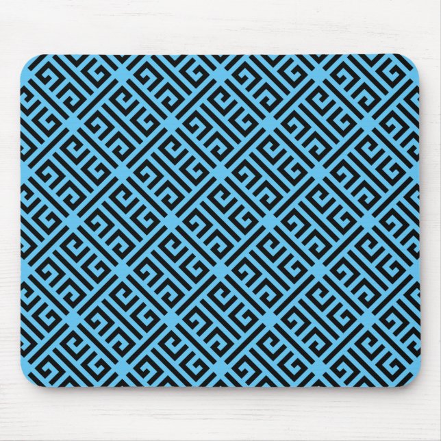 Mousepad Padrão-chave grego preto e azul (Frente)