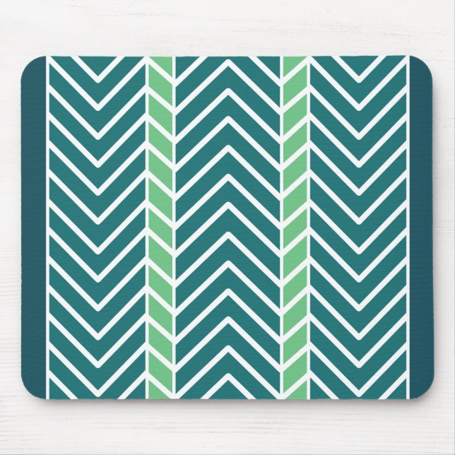Mousepad Padrão Chevron Azul-Verde (Frente)