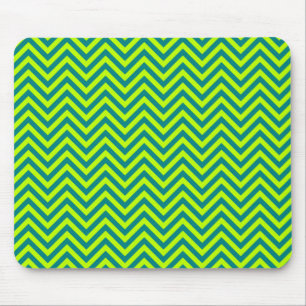 Mousepad Padrão Chevron Teal E Verde limão