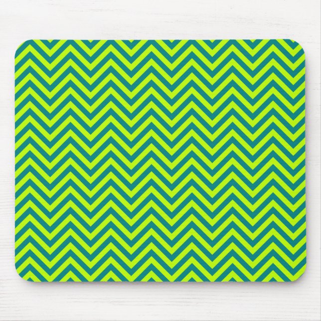 Mousepad Padrão Chevron Teal E Verde limão (Frente)