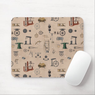 Mousepad Padrão Científico Mecânico de Engenharia Antiquado