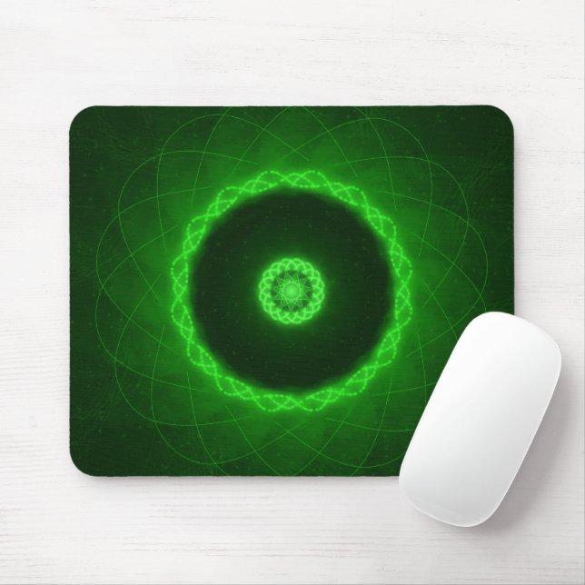Mousepad Padrão Circular Abstrato Verde Neon (Com mouse)