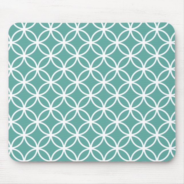 Mousepad Padrão Circular Moderno Azul Claro (Frente)