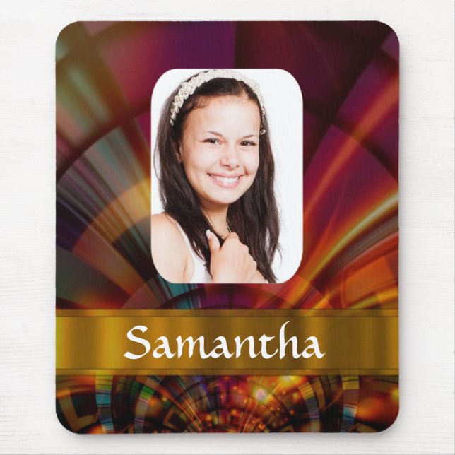 Mousepad Padrão circular vermelho de bronze (Frente)