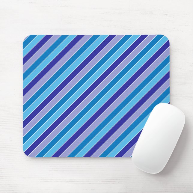 Mousepad Padrão Clássico Azul Púrpura Branco Pajama Stripes (Com mouse)