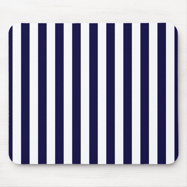 Mousepad Padrão Clássico de Listras Azul Marinho e Branco (Frente)