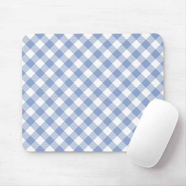 Mousepad Padrão clássico Gingham azul verificado (Com mouse)