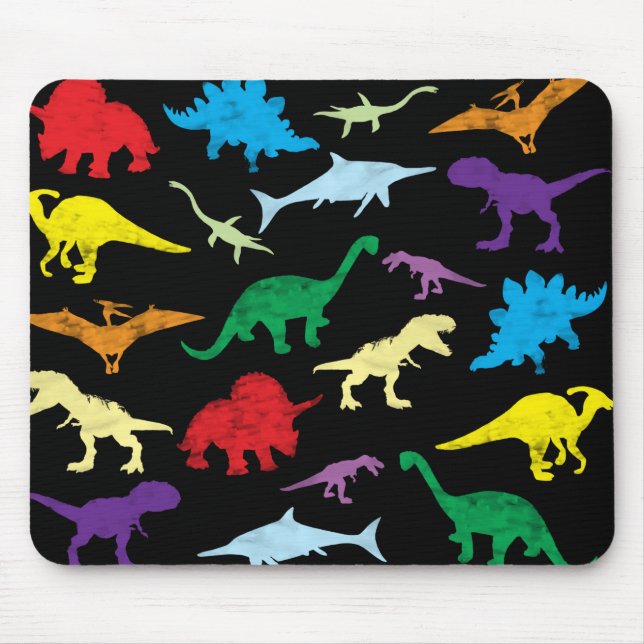 Mousepad Padrão Colorida Dinossauros Aquarela Crianças (Frente)