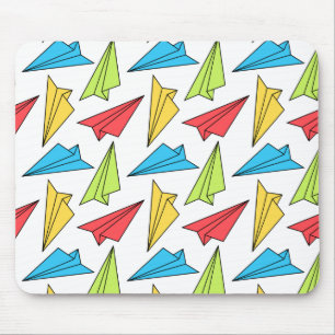Mousepad Padrão Colorido de Aviões de Papel