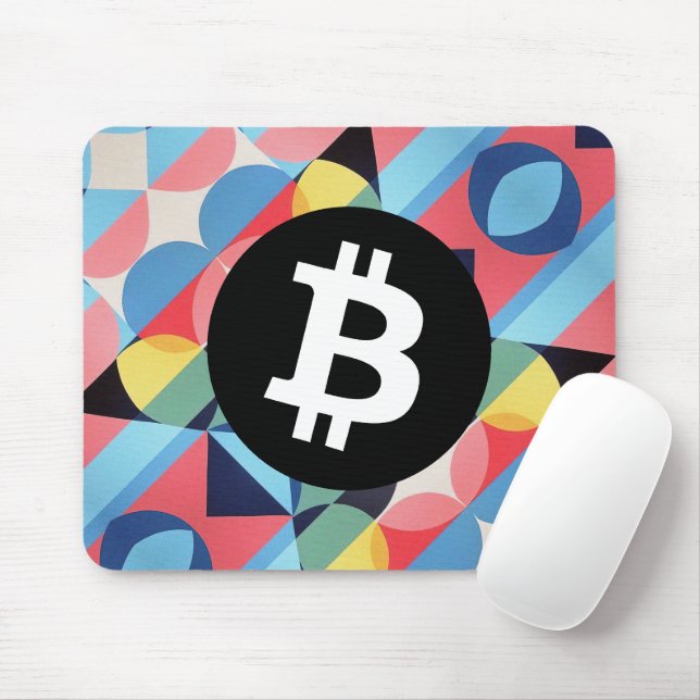 Mousepad Padrão Colorido de Bitmoeda (Com mouse)