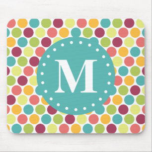 Mousepad Padrão colorido de Bolinhas com monograma