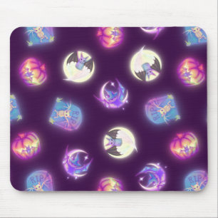 Mousepad Padrão Colorido De Desenho De Gatos De Halloween