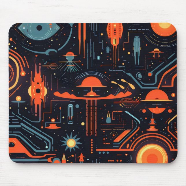 Mousepad Padrão Colorido de Ficção Científica (Frente)