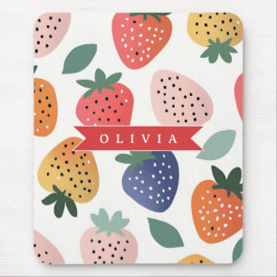 Mousepad Padrão Colorido de Morango de Verão Personalizado