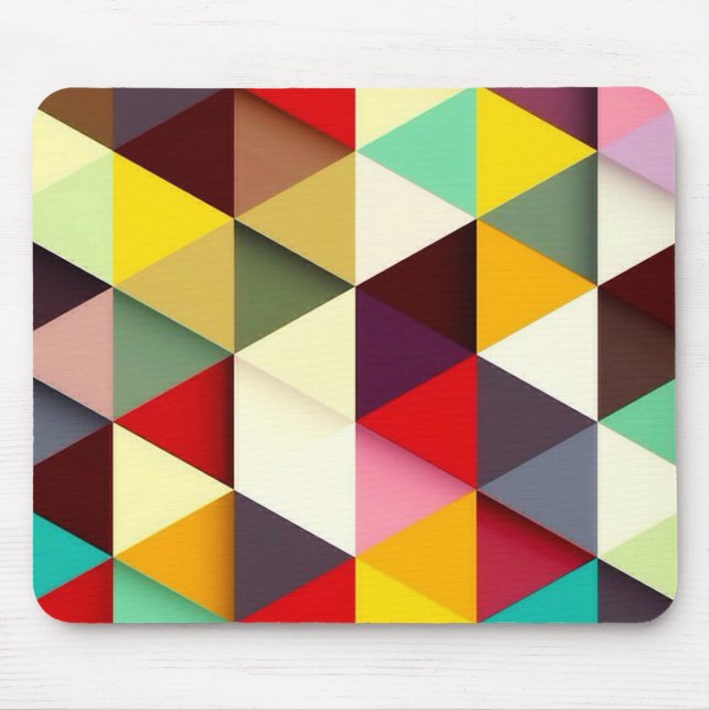 Mousepad Padrão Colorido de Triângulo Moderno (Frente)