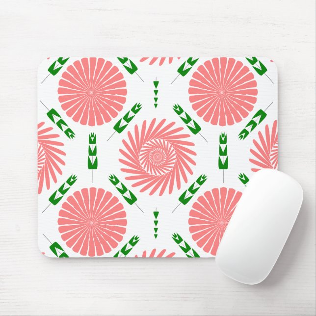 Mousepad padrão com flores rosa (Com mouse)