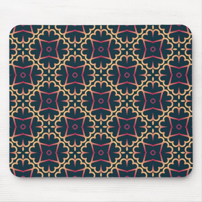 Mousepad padrão contínuo amarelo e vermelho em um tapete de (Frente)