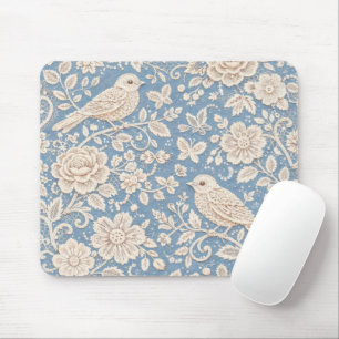 Mousepad Padrão contínuo de Chinoiserie de Pássaros e Flore