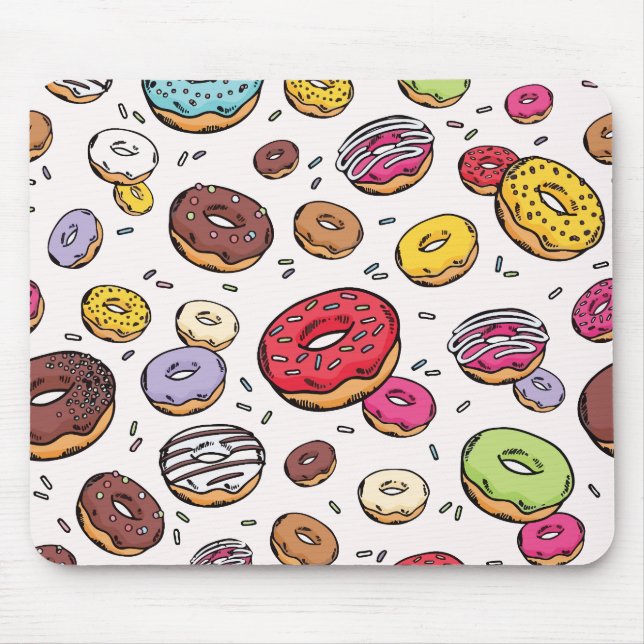 Mousepad Padrão contínuo de Donuts (Frente)