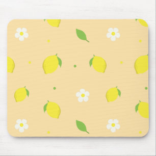 Mousepad Padrão contínuo de laranja amarela com flores bran