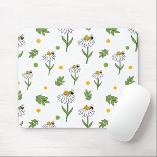 Mousepad Padrão contínuo de Margarida e Abelha Fofa