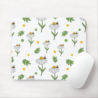 Mousepad Padrão contínuo de Margarida e Abelha Fofa
