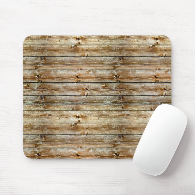 Mousepad Padrão contínuo de tábua de madeira marrom desgast (Com mouse)