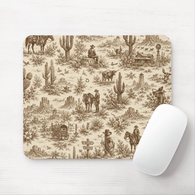 Mousepad Padrão contínuo de Toile do Deserto Ocidental Vint (Com mouse)