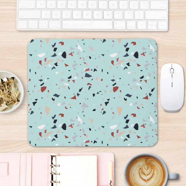Mousepad Padrão contínuo moderno de terrazzo italiano abstr (In situ office desk)