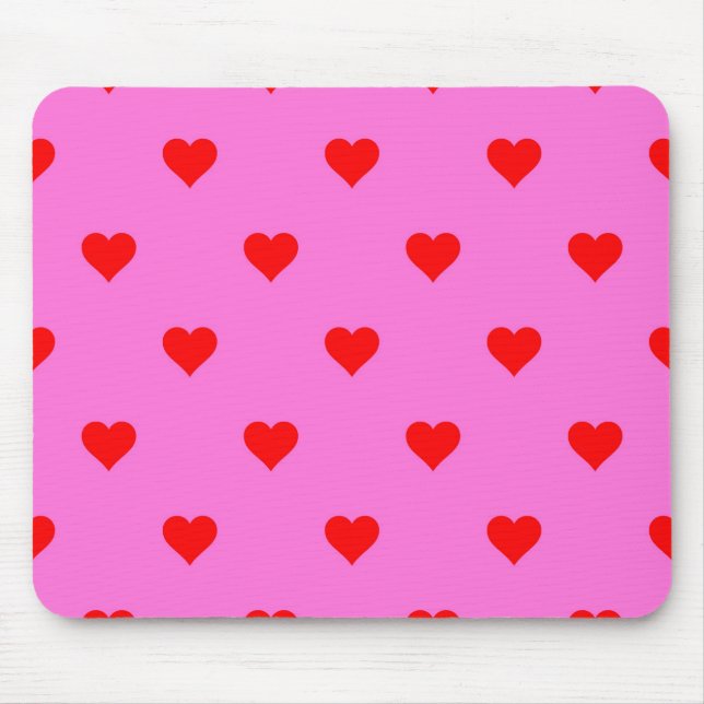 Mousepad Padrão Coração Simples, Vermelho Roxo (Frente)