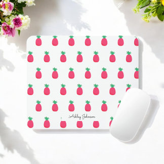 Mousepad Padrão de abacaxi branco rosa
