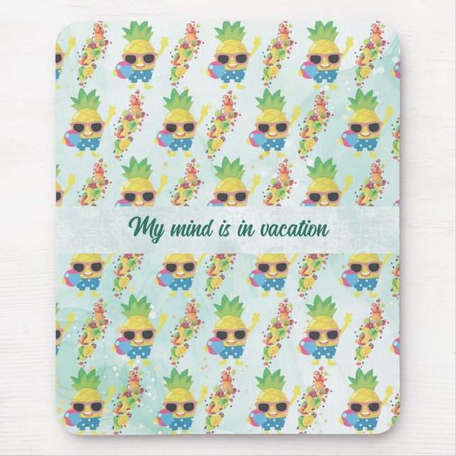 Mousepad Padrão de abacaxi Cinto Tropical + Texto Personali (Frente)