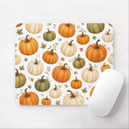 Mousepad Padrão de Abóbora Aquarela Abóboras de Outono