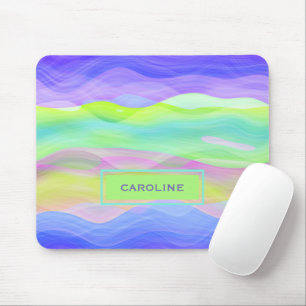 Mousepad Padrão de Abstrato artístico retrô de ondas Leg