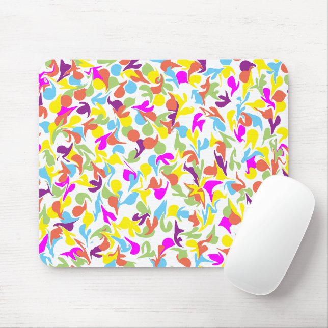 Mousepad Padrão de Abstrato de Blobs multicolorido divertid (Com mouse)