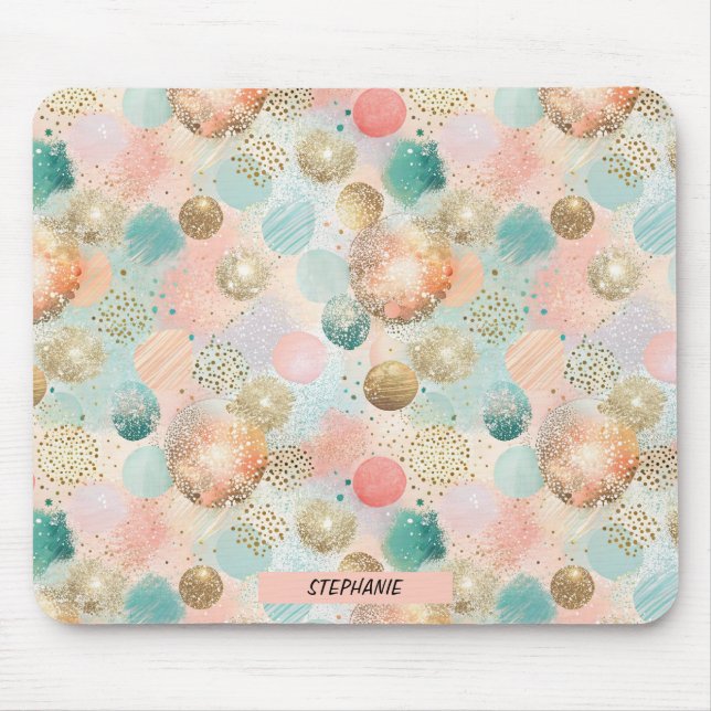 Mousepad Padrão de Abstrato de Glitter Pastel Confetti (Frente)