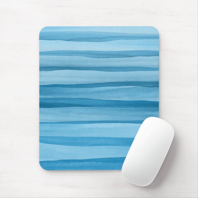 Mousepad Padrão de Abstrato de Linhas de Aquarela Azul (Com mouse)