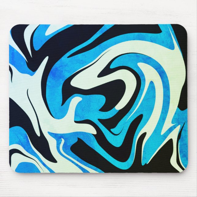 Mousepad Padrão de Abstrato de líquido preto acrílico (Frente)