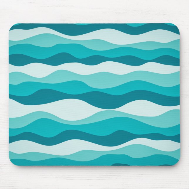 Mousepad Padrão de Abstrato de Ondas de Oceano Azul Simples (Frente)