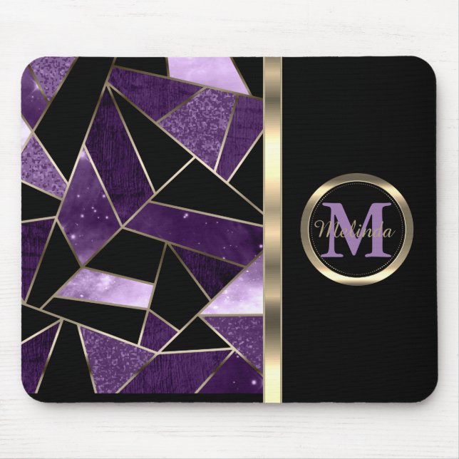 Mousepad Padrão de Abstrato Roxo Geométrico Elegante (Frente)