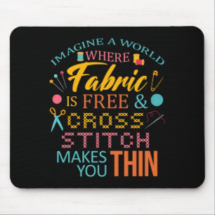 Mousepad Padrão de agulha engraçado de cruz masculina Ponto