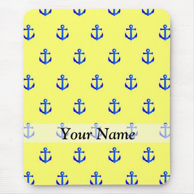 Mousepad Padrão de âncora amarela (Frente)