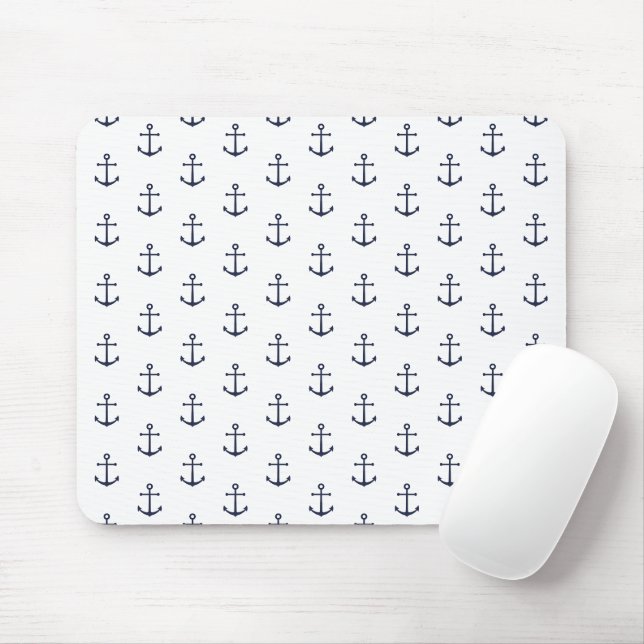 Mousepad Padrão de Âncora Azul do Marinho Náutico (Com mouse)