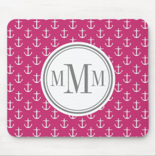 Mousepad Padrão de Âncora Branca do Trio Monograma